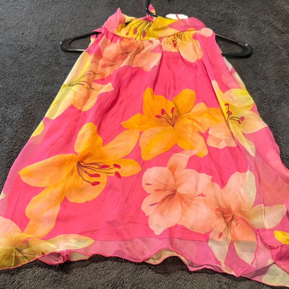 Floral Pink and Yellow Women's Tank Top